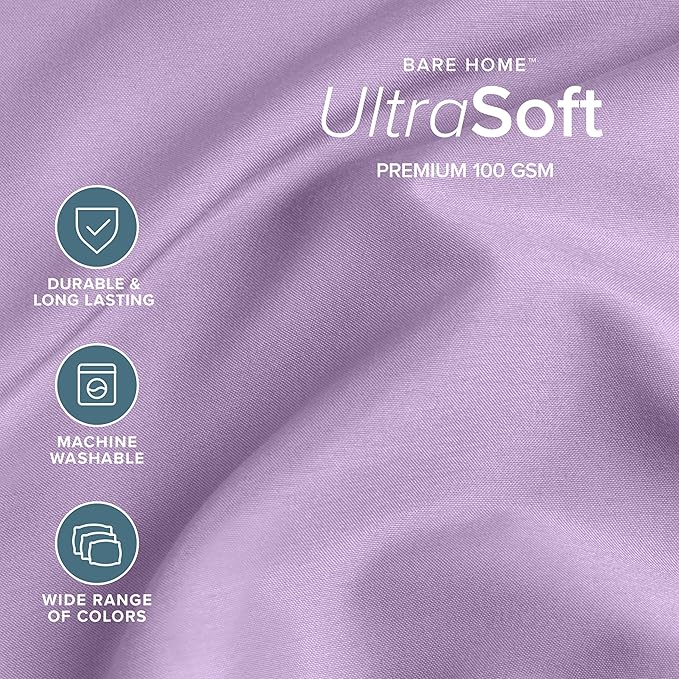Bare Home Split King Sheet Set - 1800 Ultra-Soft Microfiber Bed Sheets - Double Brushed - Deep Pockets - Easy Fit - 5 Piece Set - Bedding Sheets & Pillowcases (Split King, Lavender)