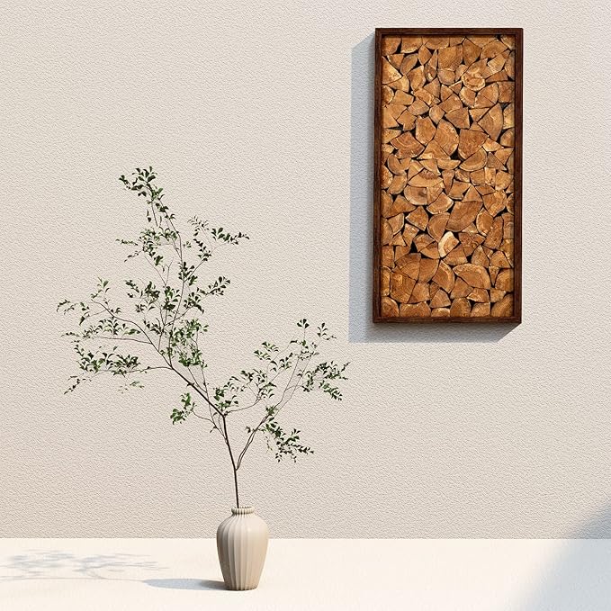 CONSDAN Wood Wall Decor | USA Grown Hardwood, Rustic Wooden Wall Art, Home Decorations for Living Room and Bedroom Aesthetic, Framed and Ready to Hang, End-Grain, 36" x 18"