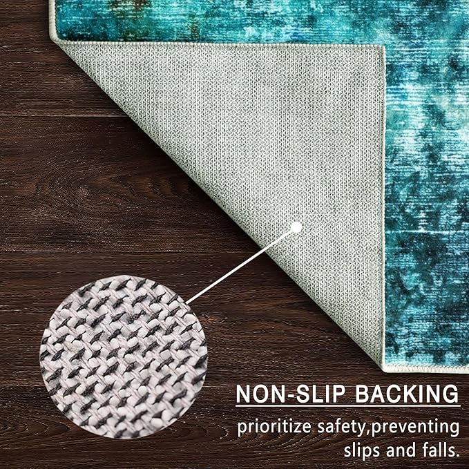 vivorug Washable Rug, Ultra Soft Area Rug 3x5, Non Slip Abstract Small Rug, Stain Resistant Rugs for Living Room Bedroom, Modern Fluffy (Rosy Clouds, 3'x5')