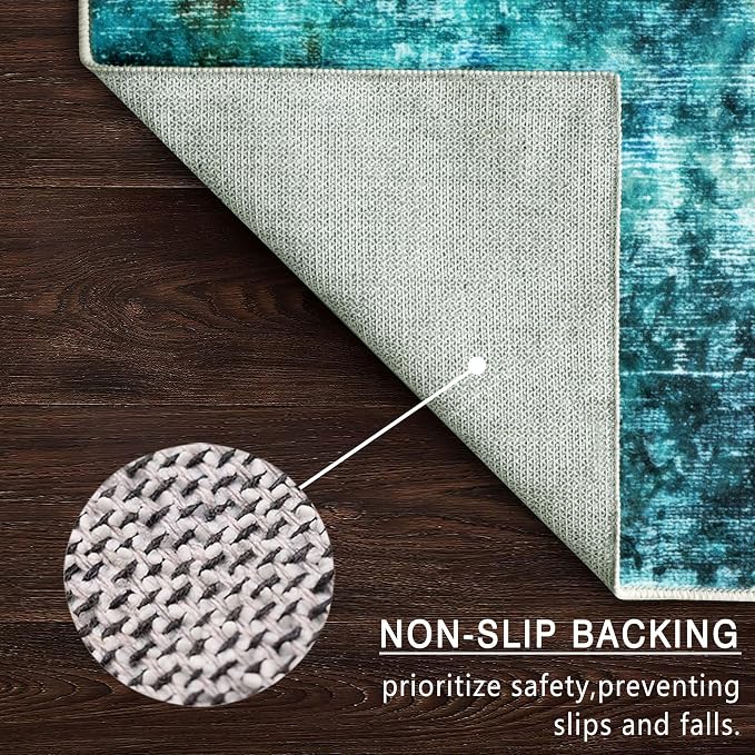 vivorug Washable Rug, Ultra Soft Area Rug 8x10, Non Slip Abstract Rug Carpet, Stain Resistant Rugs for Living Room Bedroom, Modern Fluffy Rug (Rosy Clouds, 8'x10')