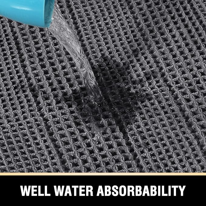 H.VERSAILTEX Waffle Bath Mat Super Absorbent Non Slip Bath Rugs for Beside Tub, 24" x 60", Grey