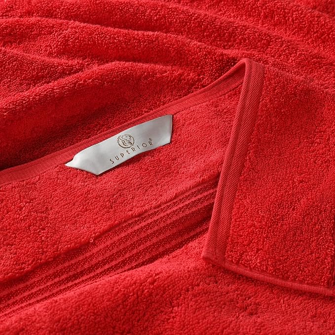 Superior Egyptian Cotton 6-Piece Towel Set, Assorted Towels for Home Bathroom, Master, Guest Bath, Decor Essentials, Includes 2 Bath, 2 Hand, 2 Face Towels/Washcloths, Quick Dry, Absorbent, Red