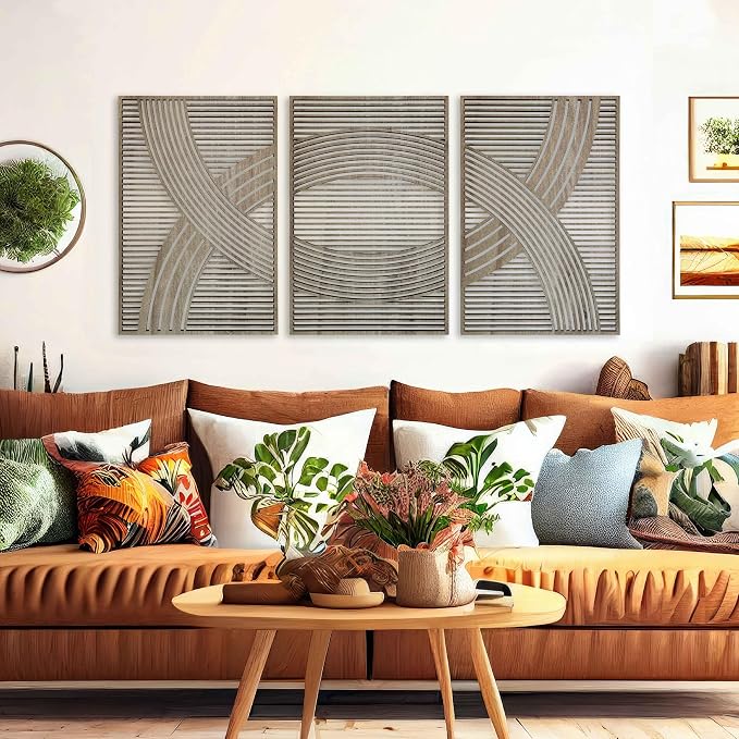 Wood Boho Wall Art, Large Mid Century Modern Wall Decor, Rustic Wooden Wall Art, Bohemian Wood Wall Hangings, Abstract Home Decor Gift