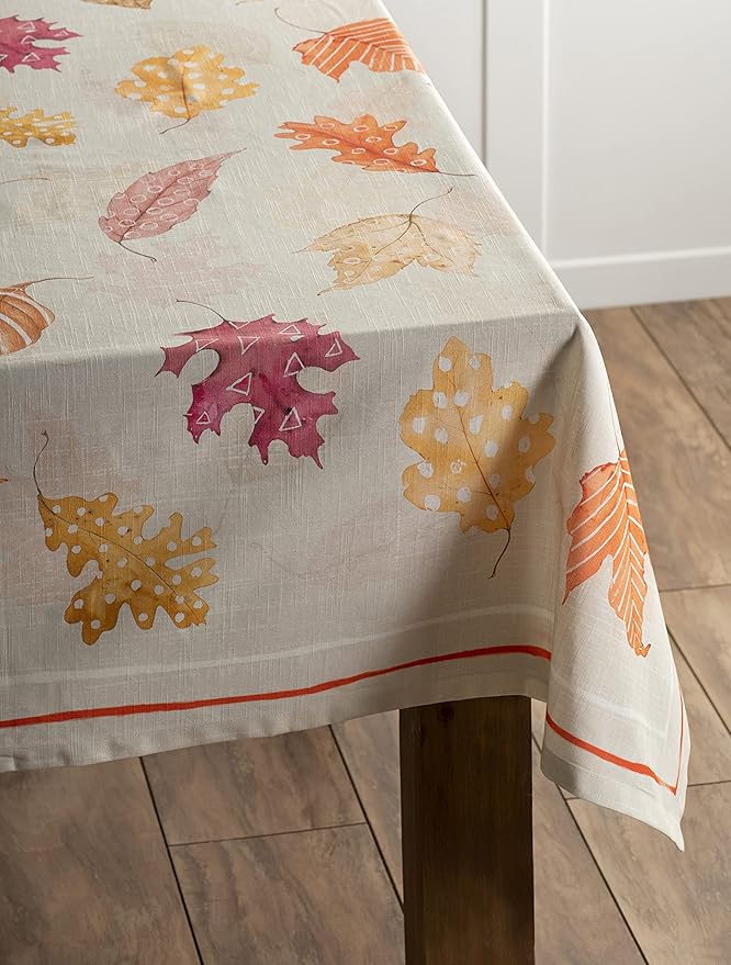 Maison d' Hermine Table Cloth Rectangle Table 100% Cotton 60 x 120 Inches Fall Tablecloth Reusable Everyday Use for Thanksgiving Christmas Decorations Dining Farmhouse Party (Colours of Autumn)
