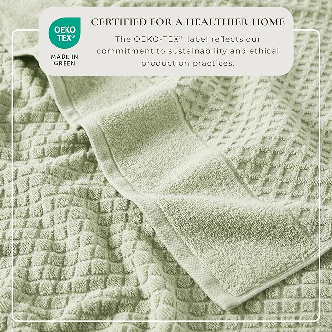 Great Bay Home Oversized Bath Sheets - 100% Cotton 2 Pack 68x35 Extra Large Towel - Absorbent, Durable, Quick-Dry Towels for Bathroom (Pale Green)