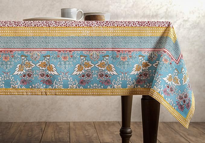 Maison d' Hermine Table Cloth Rectangle Table 100% Cotton 60 x 120 Inches Tablecloth Reusable Decorative for Dining Room Farmhouse Home Valentines Day Decorations Spring Summer - Marquise