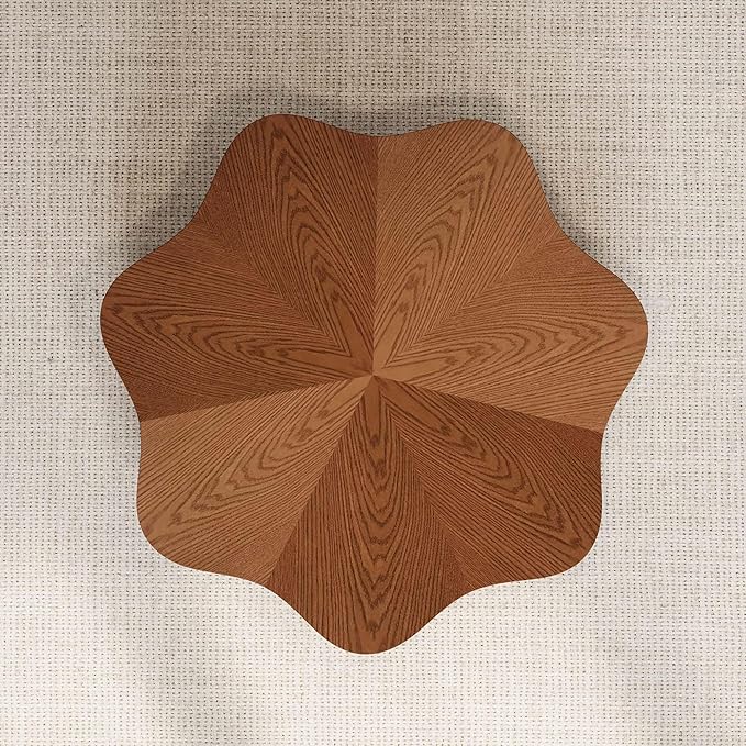 32.48" Flower - Shaped Coffee Table for Living Room, Fully-Assembled Mid Century Modern Center Small Table with Hidden Storage Drawer for Living Room, Apartment & Small Space