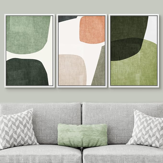 SIGNWIN Framed Canvas Print Wall Art Trio of Multicolored Transparent Ovals Abstract Shapes Illustrations Modern Art Multicolor Pastel for Living Room, Bedroom, Office - 24"x36"x3 White