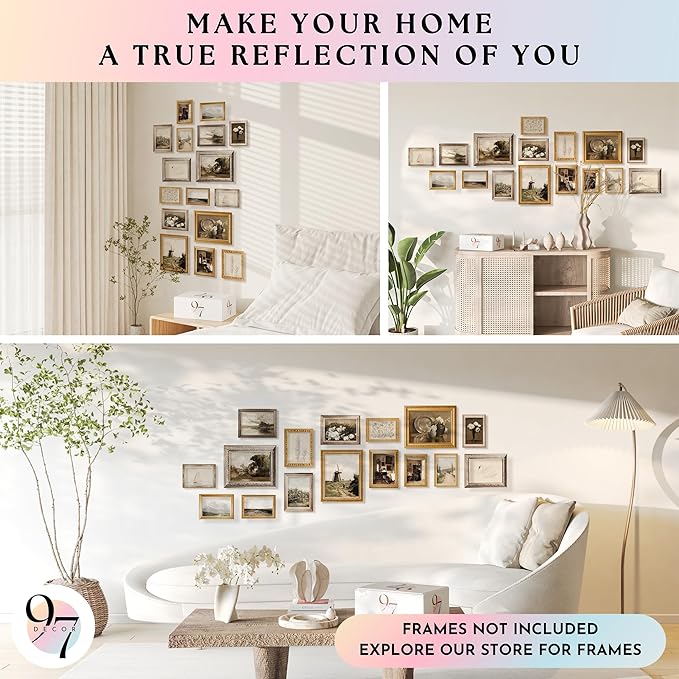 97 Decor Antique Wall Decor - 16 Pcs Vintage Wall Art Prints, Antique Pictures Landscape Painting, French Country Decoration Botanical Posters, Moody Gallery Pictures For Home Bedroom (unframed)