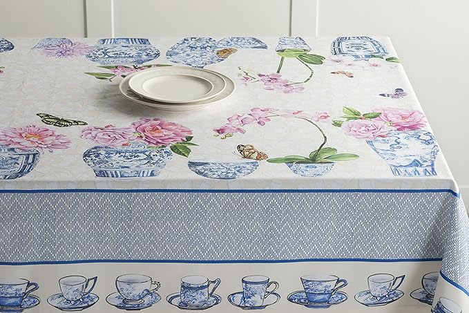 Maison d' Hermine Table Cloth Rectangle Table 100% Cotton 70 x 120 Inches Tablecloth Reusable Decorative for Dining Room Farmhouse Home Valentines Day Decorations Spring Summer - Canton