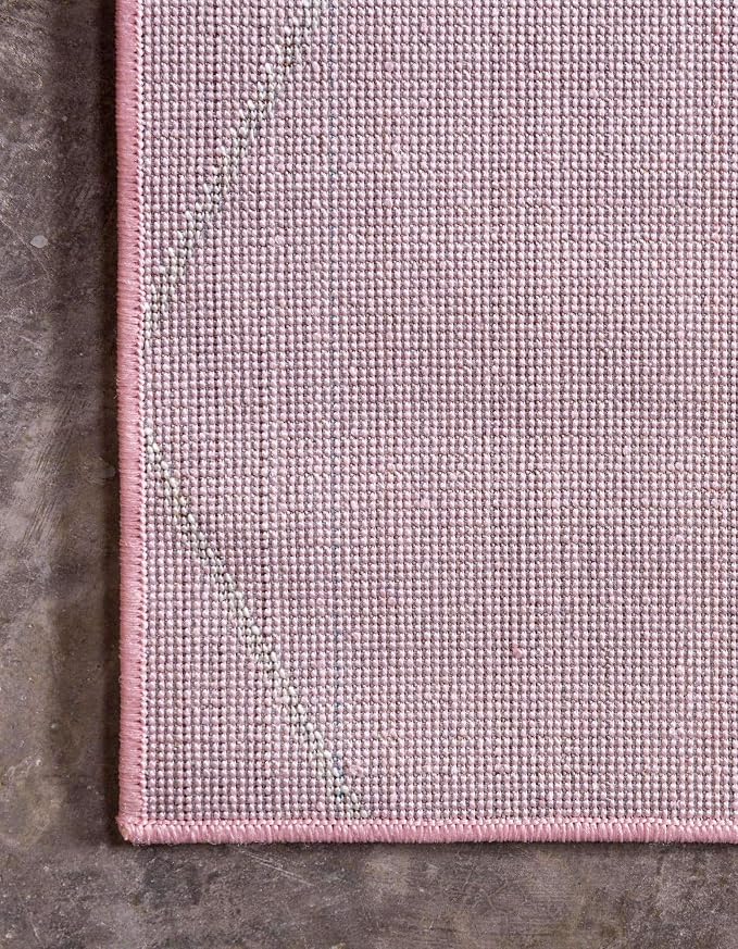 Unique Loom Trellis Frieze Collection Area Rug - Geometric (7' 10" Square, Light Pink/ Ivory)