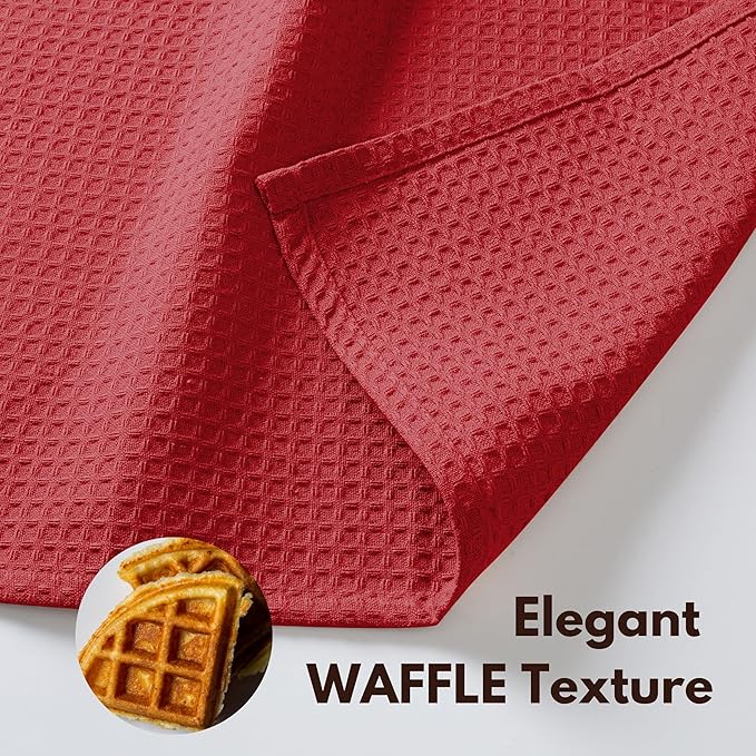 Native Fab 6 Pack Waffle Dish Cloths - 100% Cotton, Absorbent, Quick Drying & Soft Towels for Cleaning, Cooking & Baking - Ideal for Home, Restaurants & Cafes - 12x12 Inches - Red