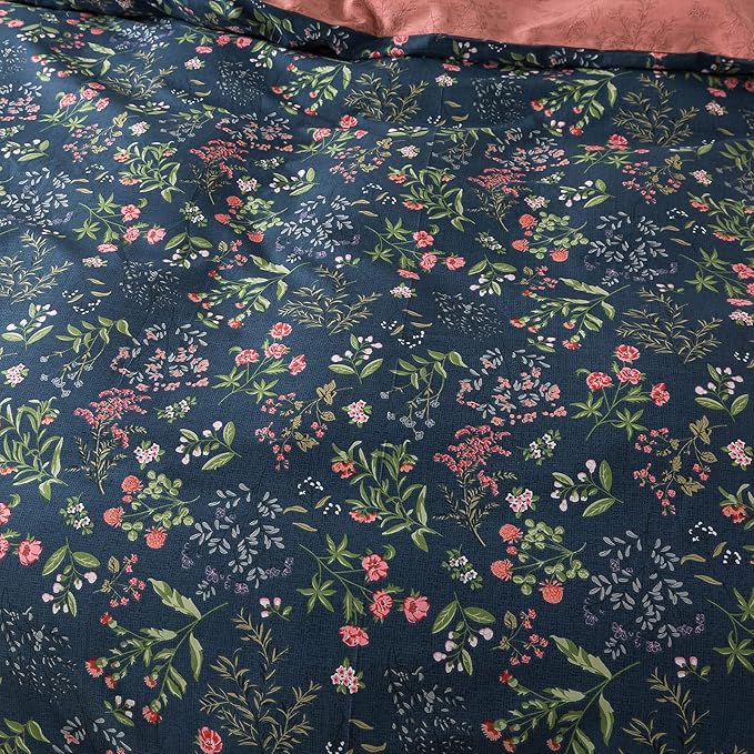 HoneiLife King Duvet Cover Set - 100% Cotton Comforter Cover Floral Duvet Cover Sets,Soft & Breathable Duvet Cover with Zipper Closure and Corner Ties,3pcs Wildflower Comforter Cover Sets- Flower Sea