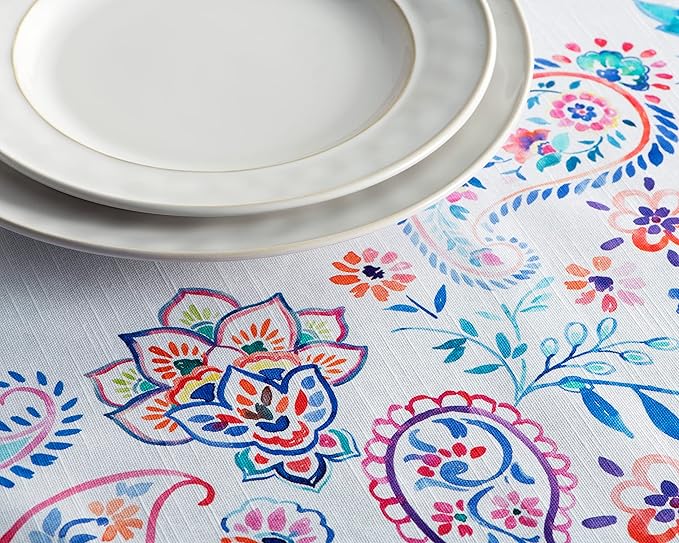 Maison d' Hermine Table Cloth Rectangle Table 100% Cotton 60 x 120 Inches Tablecloth Reusable Decorative for Dining Room Farmhouse Home Valentines Day Decorations Spring Summer - Indian Floral