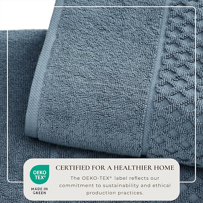 Great Bay Home Blue Oversized Bath Sheet - 100% Cotton 68x35 Extra Large Towel - Absorbent, Durable, Quick-Dry Towels for Bathroom