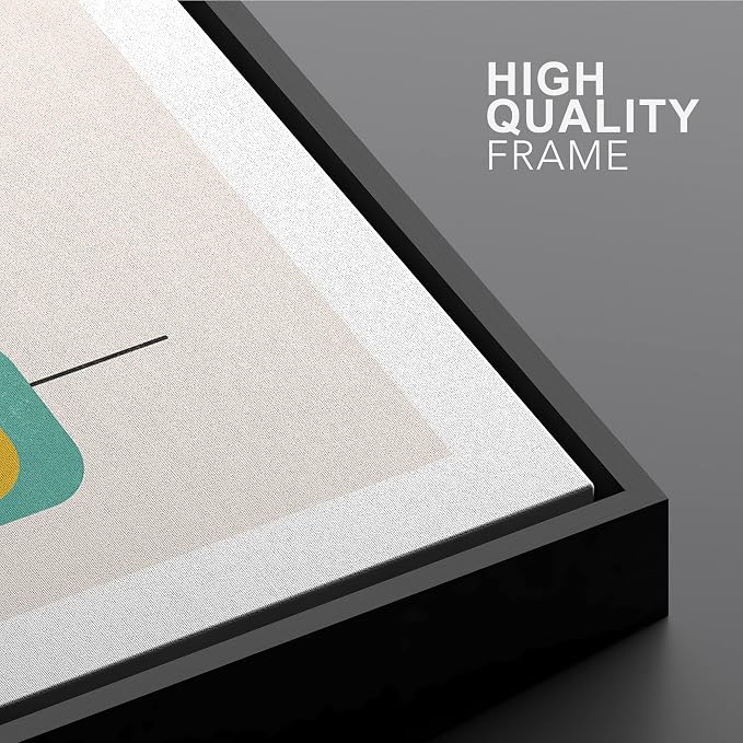 Woodrose Framed Canvas Print Wall Art Geometric Retro Color Block Variety Abstract Shapes Illustrations Modern Minimalist Chic Relax/Calm Multicolor for Living Room, Bedroom, Office - 16"x24" Black