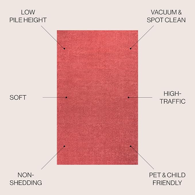 JONATHAN Y Haze Solid Low-Pile Red 5' Round Indoor Area Rug, Coastal,Bohemian,Minimalist,Classic, Easy-Cleaning for Living Room,Bedroom,Kitchen,Pet Friendly,Non-Shedding (SEU100E-5R)