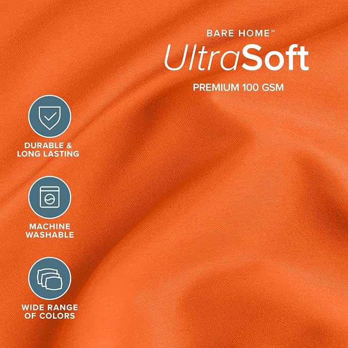 Bare Home Twin XL Sheet Set - 1800 Ultra-Soft Microfiber Twin Extra Long Bed Sheets - Double Brushed - Deep Pockets - Easy Fit - 3 Piece Set - Bedding Sheets & Pillowcases (Twin XL, Orange)