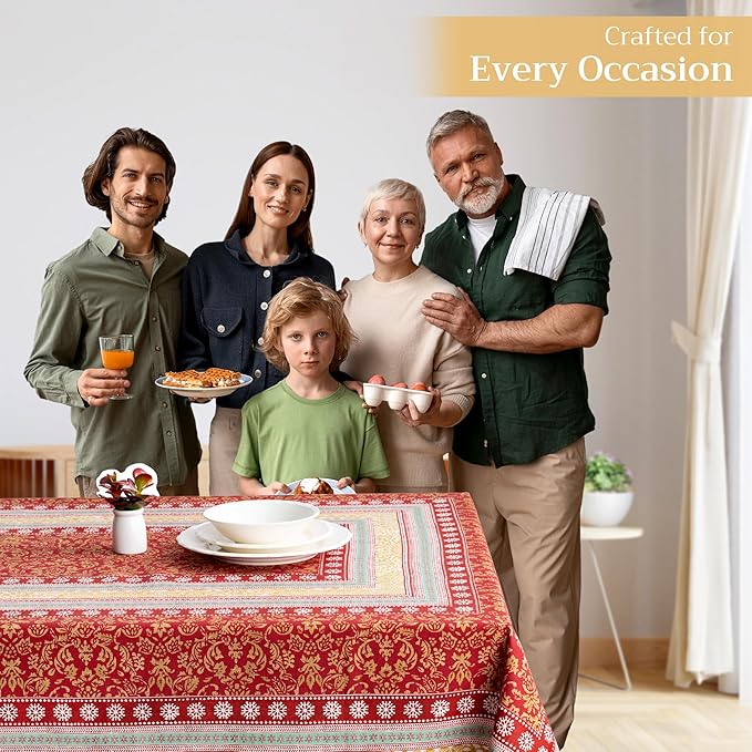 Maison d' Hermine Table Cloth Rectangle Table 100% Cotton 60 x 108 Inches Fall Tablecloth Reusable Everyday Use for Thanksgiving Christmas Decorations Dining Farmhouse Party (Sofia)