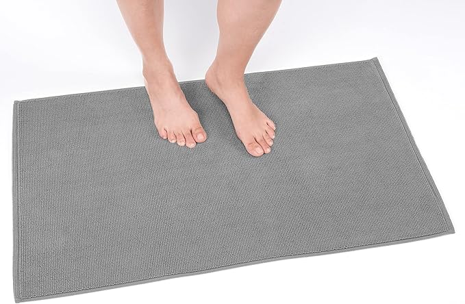Cotton Paradise 100% Cotton Turkish Bathmat Rug, Soft Absorbent Quick Dry Non Slip, 20x34 Bathmat Rug, Light Grey