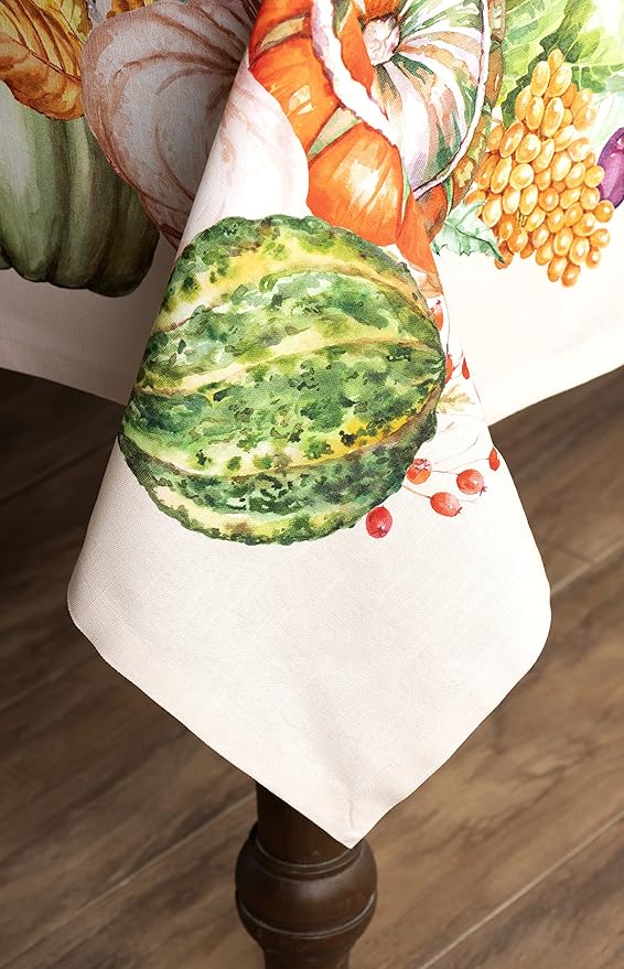Maison d' Hermine Table Cloth Square Table 100% Cotton 60 x 60 Inches Fall Tablecloth Reusable Everyday Use for Thanksgiving Christmas Decorations Dining Farmhouse Party (Lumina)