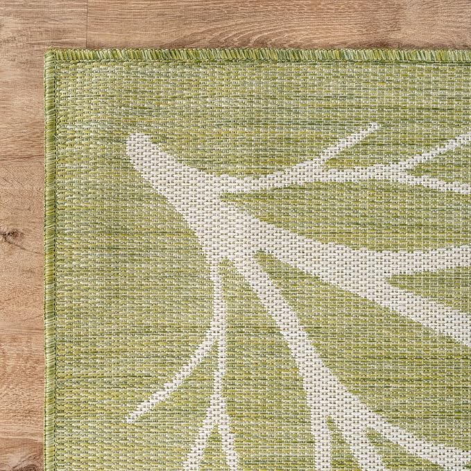 Washable Indoor Outdoor Rug 6x9 Modern Area Rugs Branch Pattern Non Shedding Waterproof Easy Clean Patio Deck Porch Living Room Bedroom Garden RV (6 X 9 Olive)