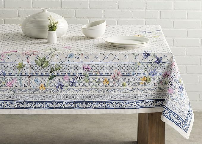 Maison d' Hermine Table Cloth Rectangle Table 100% Cotton 60 x 90 Inches Tablecloth Reusable Decorative for Dining Room Farmhouse Home Valentines Day Decorations Spring Summer - Faience