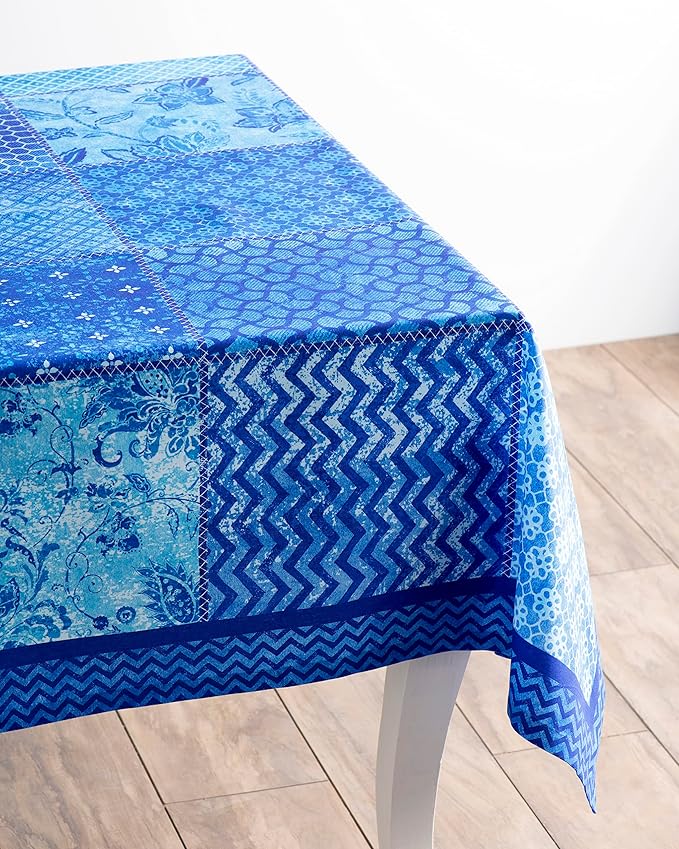 Maison d' Hermine Table Cloth Rectangle Table 100% Cotton 70 x 120 Inches Tablecloth Reusable Decorative for Dining Room Farmhouse Home Valentines Day Decorations Spring Summer - Indigo Love