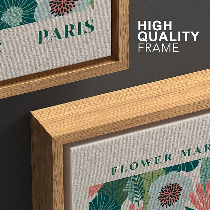 wall26 Framed Canvas Print Wall Art Set Watercolor Pastel Vibrant Flower Market Prints Nature Wilderness Illustrations Modern Art Decorative Floral Botanical Minimal for Bedroom - 24"x36"x3 Natural