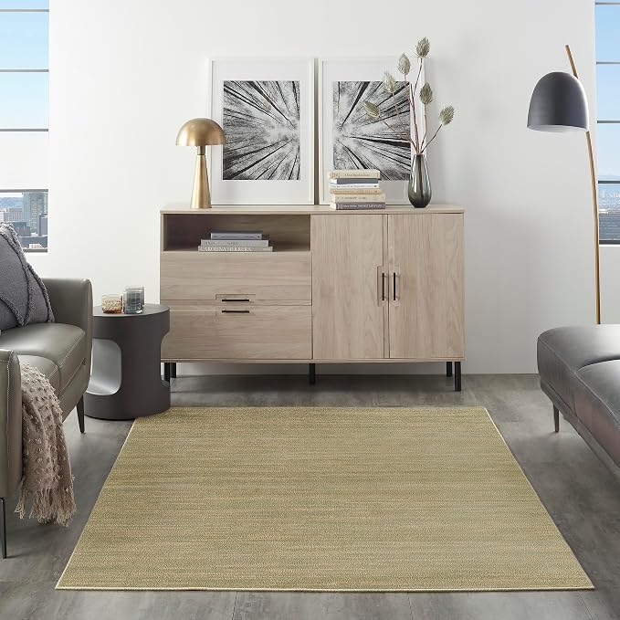 Nourison Home Nourison Essentials Green Gold 5' x 7' Area Rug - Easy Clean, Non Shedding, Bed Room, Living Room, Dining Room, Kitchen (5' x 7')
