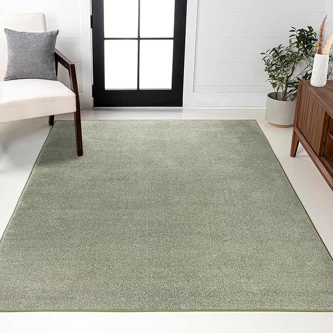JONATHAN Y Haze Solid Low-Pile Green Indoor Area Rug 12x15, Coastal,Bohemian,Minimalist,Classic, Easy-Cleaning for Living Room,Bedroom,Kitchen,Pet Friendly,Non-Shedding (SEU100O-15)