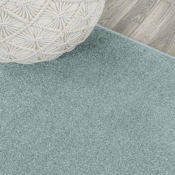 JONATHAN Y Haze Solid Low-Pile Aqua Blue Indoor Area Rug 12x15, Coastal,Bohemian,Minimalist,Classic, Easy-Cleaning for Living Room,Bedroom,Kitchen,Pet Friendly,Non-Shedding (SEU100S-15)