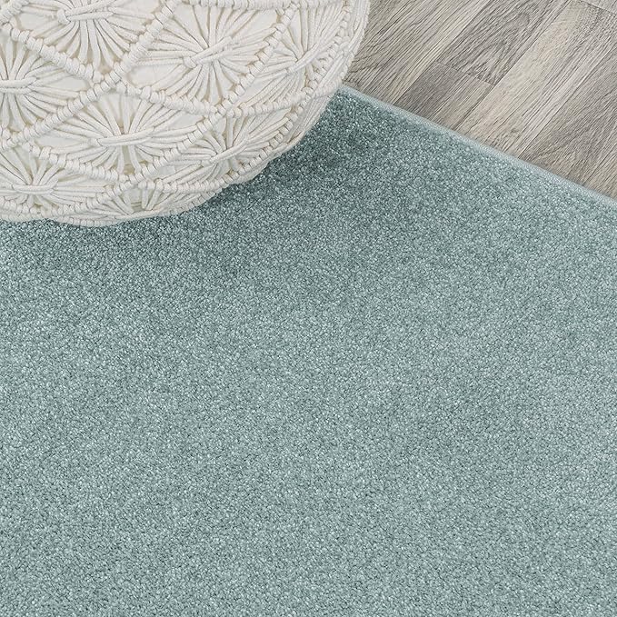 JONATHAN Y Haze Solid Low-Pile Aqua Blue Runner Rug 2x8, Coastal,Bohemian,Minimalist,Classic, Easy-Cleaning for Living Room,Bedroom,Kitchen,Pet Friendly,Non-Shedding (SEU100S-28)