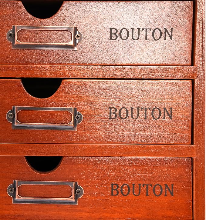 Vintage Wooden Drawers Organizer, 16-Drawer Desktop Storage Box With Drawers, Iron Label Holders, Apothecary Cabinet For Countertop Tea Coffee Pod Storage(5-Drawer/Brown)