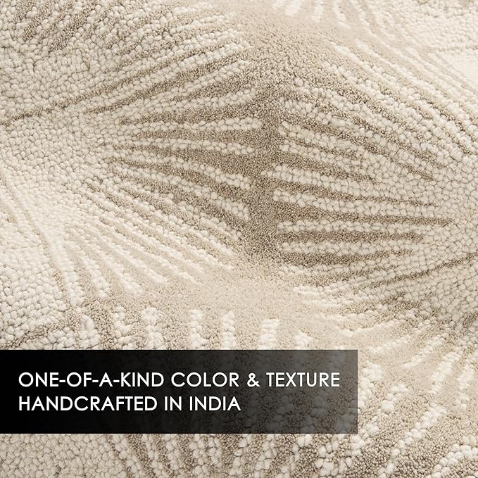 Nicole Miller New York Kendall Fluted Geo Handcrafted Area Rug, 100% Wool Rug, Taupe, 6'x9'