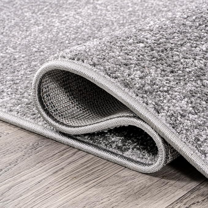 JONATHAN Y Haze Solid Low-Pile Gray 5x5 Square Indoor Area Rug, Coastal,Bohemian,Minimalist,Classic, Easy-Cleaning for Living Room,Bedroom,Kitchen,Pet Friendly,Non-Shedding (SEU100A-5SQ)