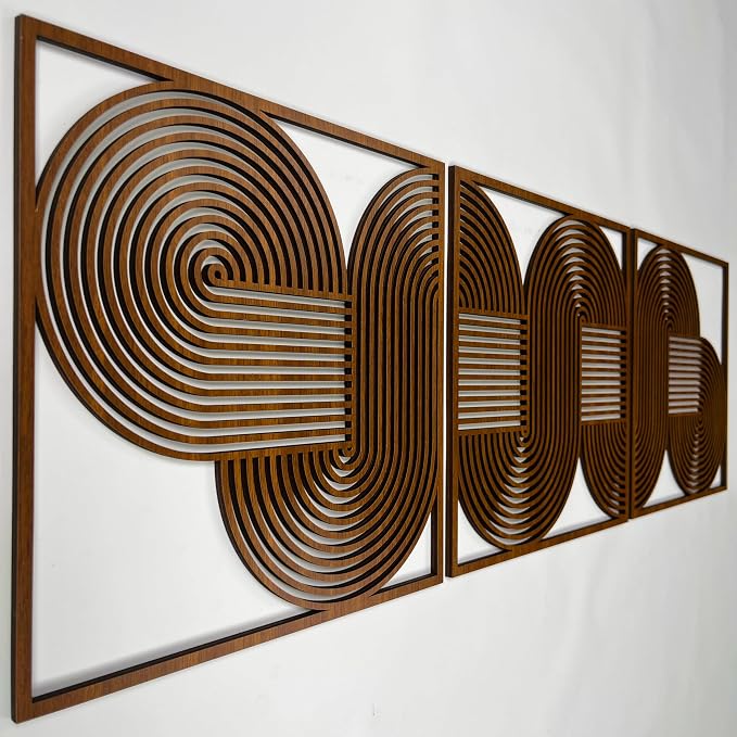 Extra Large Wooden Wall Art, Endless Flow Wood Wall Decor for Mid Century Modern Interiors, Abstract Geometric Wall Hanging, Home Gifts for Living Room and Bedroom