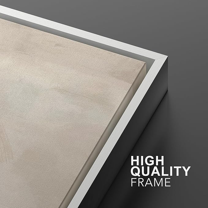 MUDECOR Framed Canvas Print Wall Art Abstract Neutral Tones Minimalist Earthy Color Palette Illustrations Modern Art Decorative Chic for Living Room, Bedroom, Office - 16"x24"x2 White
