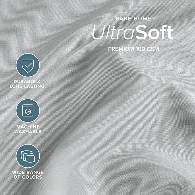 Bare Home Full XL Sheet Set - 1800 Ultra-Soft Microfiber Full Extra Long Bed Sheets - Double Brushed - Deep Pockets - Easy Fit - 4 Piece Set - Bedding Sheets & Pillowcases (Full XL, French Grey)