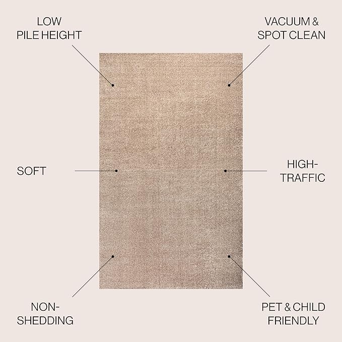 JONATHAN Y Haze Solid Low-Pile Beige Indoor Area Rug 5x8, Coastal,Bohemian,Minimalist,Classic, Easy-Cleaning for Living Room,Bedroom,Kitchen,Pet Friendly,Non-Shedding (SEU100G-5)