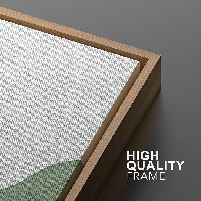 MUDECOR Framed Canvas Print Wall Art Abstract Light & Dark Green Overlay Geometric Shapes Illustrations Minimalism Contemporary Relax/Calm Cool for Living Room, Bedroom, Office - 24"x36" Natural