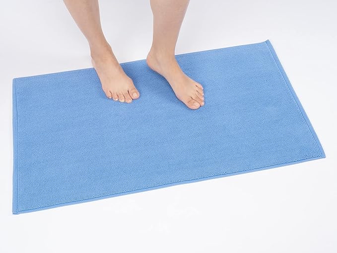Cotton Paradise 100% Cotton Turkish Bathmat Rug, Soft Absorbent Quick Dry Non Slip, 17x24 Bathmat Rug, Sky Blue