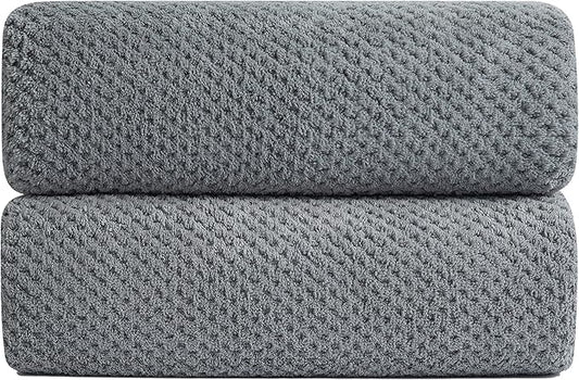 Smuge 2 Piece Hand Towels Set,100% Microfiber - Quick Dry, Thick, Soft, Plush and Highly Absorbent Luxury Hotel & Spa Bath Towel for Bathroom, Pack of 2 (Gray)