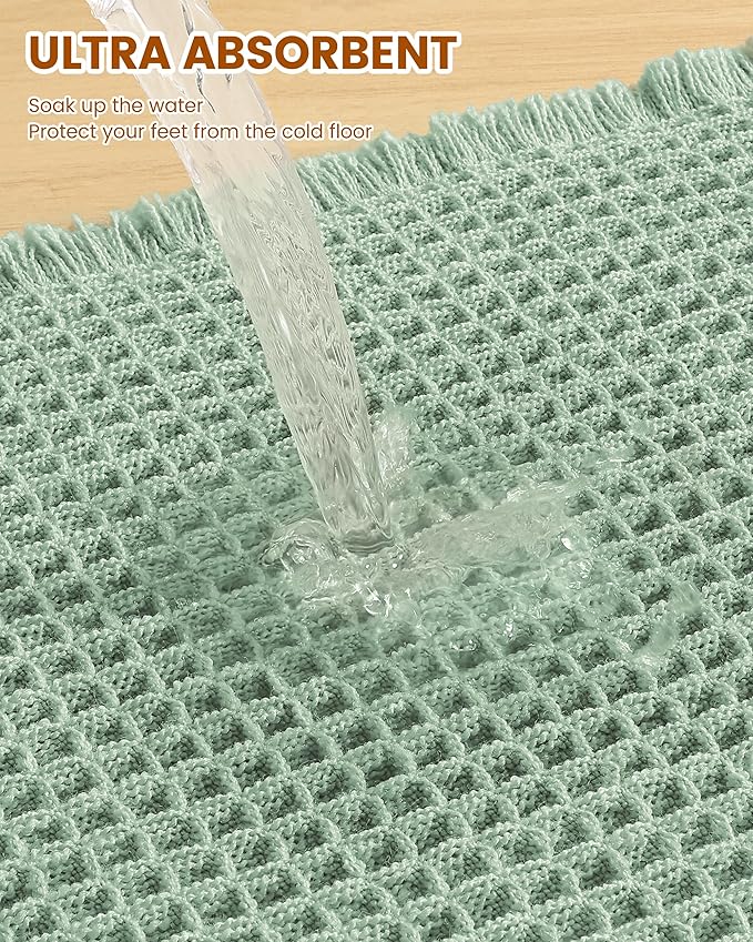 Smiry Waffle Bath Mat 30x18, Extra Soft Absorbent Bathroom Rugs, Non Slip Machine Washable Quick Dry Bath Rugs for Bathroom Floor, Tub, Shower, Home Decor Accessories, Sage Green