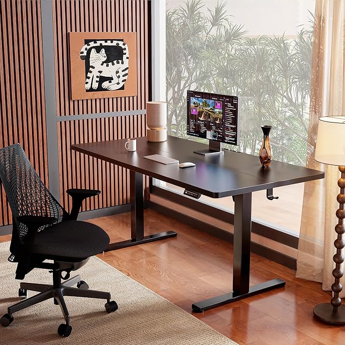 ErGear Height Adjustable Electric Standing Desk, 31.5 x 18.9 Inches Sit Stand up Desk, Memory Computer Home Office Desk with Two-Piece Desktop (Black)