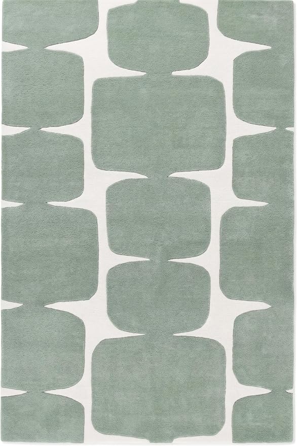 Restoration and Renovation Modern Wool Area Rug - Contemporary Abstract Geometric Design, Thick & Soft Hand-Tufted Carpet - Ideal for Indoor Decor in Living Room, Bedroom (Sage Green, 3' x 5')