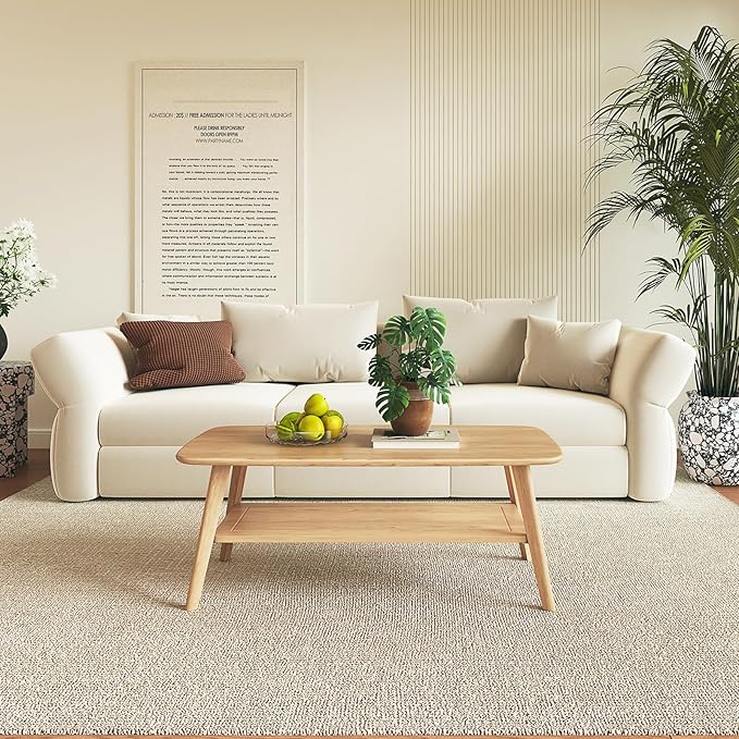 Coffee Table Small Solid Wood Center Table Mid Century Vintage Living Room Coffee Table, Original 39.37 Inch