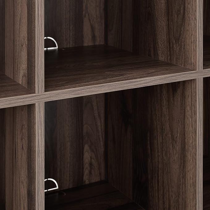 Crosley Furniture Liam Record Storage Cube Bookcase with 6 Cubes, Vinyl Record Holder and Bookshelf, Walnut