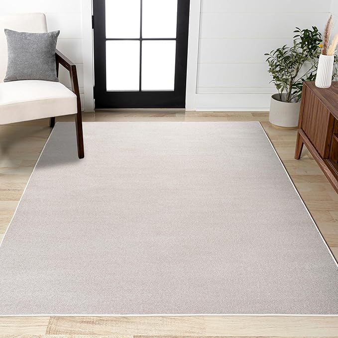 JONATHAN Y Haze Solid Low-Pile Ivory Indoor Area Rug 9x12, Coastal,Bohemian,Minimalist,Classic, Easy-Cleaning for Living Room,Bedroom,Kitchen,Pet Friendly,Non-Shedding (SEU100D-9)
