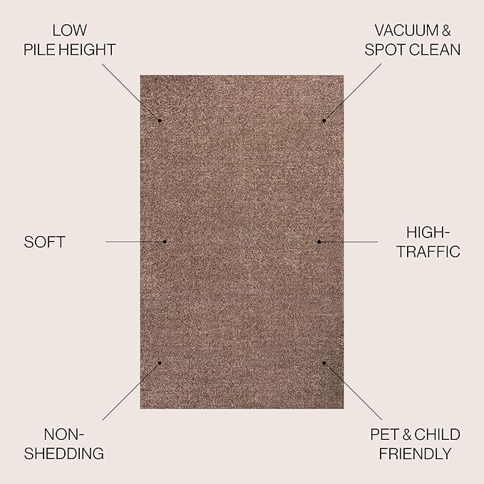 JONATHAN Y Haze Solid Low-Pile Brown Indoor Area Rug 3x5, Coastal,Bohemian,Minimalist,Classic, Easy-Cleaning for Living Room,Bedroom,Kitchen,Pet Friendly,Non-Shedding (SEU100J-3)